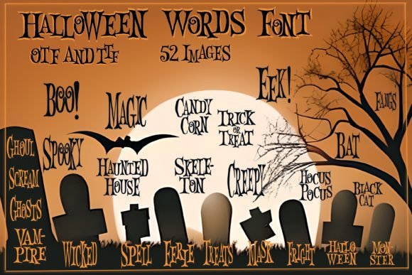 Halloween Words: A Spine-Chilling Display Font for Crafters